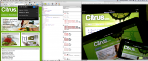 Adobe Shadow running in Google Chrome with remote inspection on the Samsung Galaxy Tab, Apple iPad, and Motorola Atrix Adobe Shadow running on Mac and several mobile devices